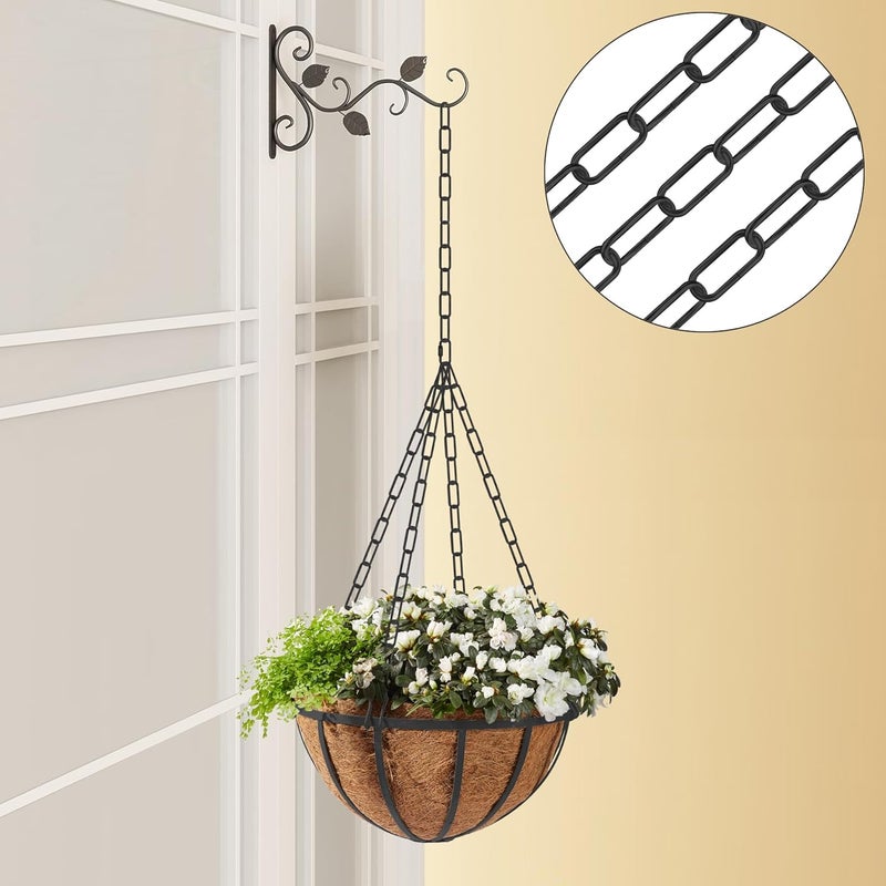 Omytie 12 Ft Heavy Duty Hanging Chain Kit with Connection Locks & Swag Ceiling Hooks for Lighting Fixture, Chandelier, Pendant, Lantern, Swag Lamp, Plant/Flower/Fruit Basket, Bird Feeder (Black) - Image 2